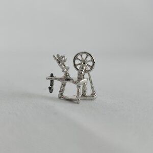 Vintage Silver Spinning Wheel Bracelet Charm